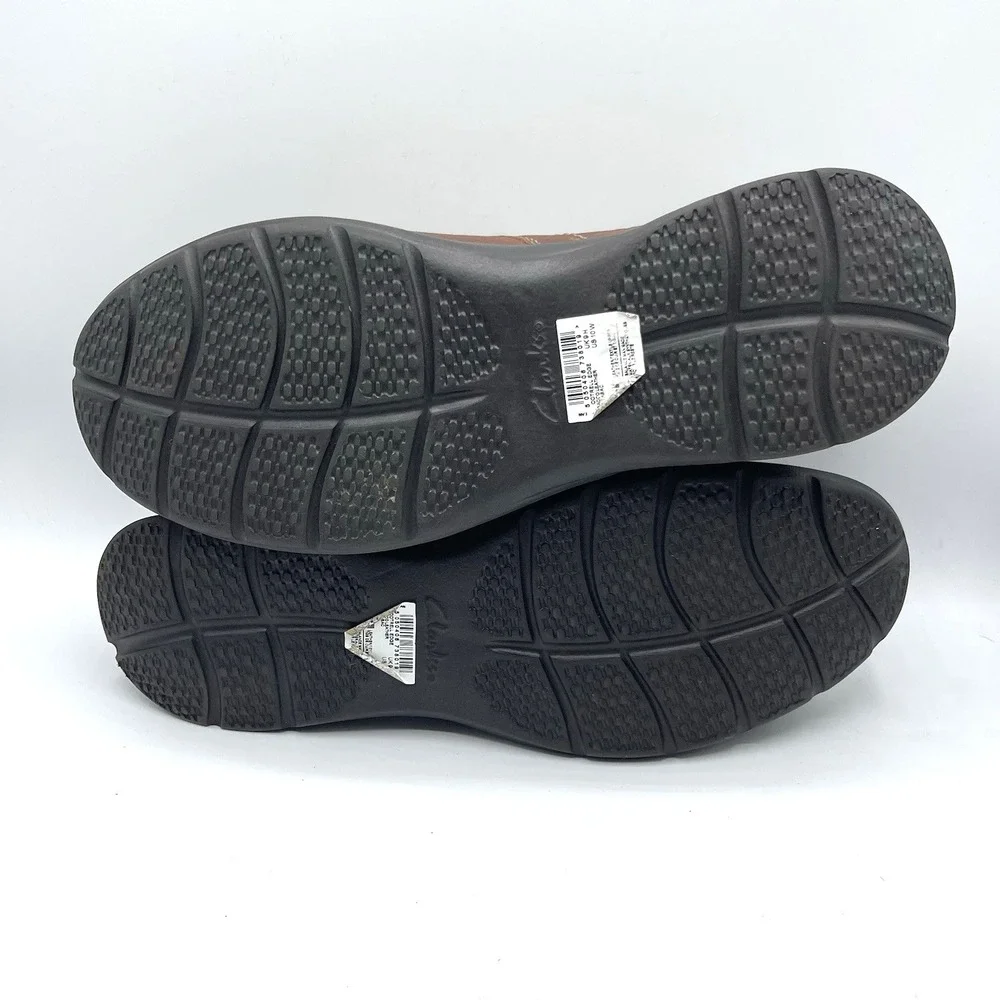 Clarks Bradley Vibe Moc Toe Casual Shoe Men 10 Brown Leather Comfort‎